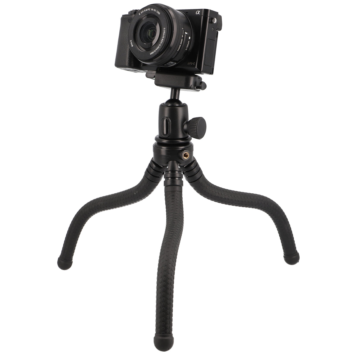 Flexibles 2-in-1 Tischstativ & Selfie-Pod mit Kugelkopf - Biegsame Beine & 1/4"-Anschlüsse