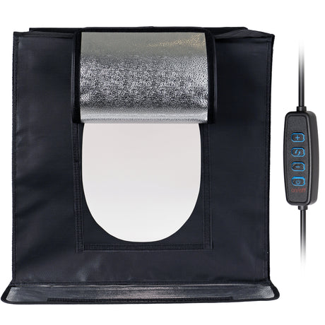 ayex Fotostudio Set Foto Box mit LED Licht und Hintergrund-Folie, optimal für Produktfotografie