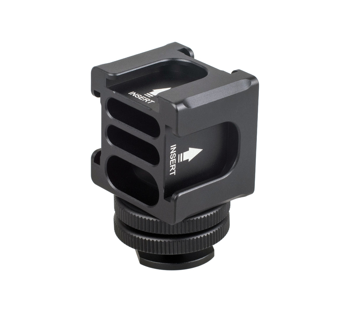 Rotierbarer Vierkopf-Multifunktions Cold-Shoe-Adapter 1/4 Zoll eingebaute Rücklaufsperre für Blitzlichte Monitore Mikrofone
