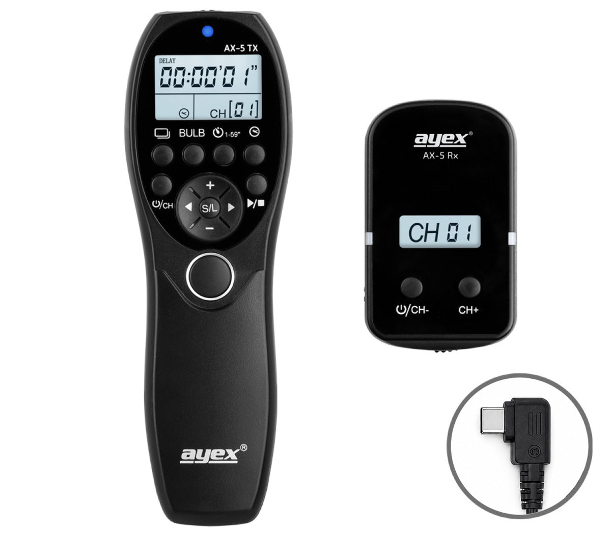 Funk Timer Fernauslöser AX-5 USB-C für Sony Alpha 7C II 7C R 7 V A6700 Intervall Timelapse Bulb Serienaufnahme