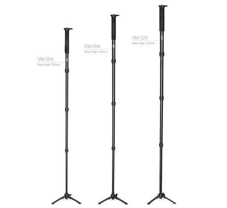 JUSINO Alu Monopod abnehmbarer Fuß Tischstativ Schnelldrehverschlüsse bis 153cm 6kg