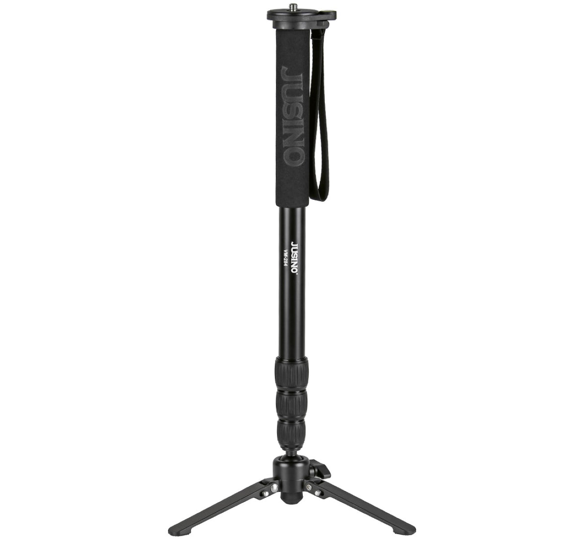 JUSINO Aluminium-Monopod mit abnehmbarem Fuß Tischstativ Schnelldrehverschlüsse bis 164cm 10kg VM-284