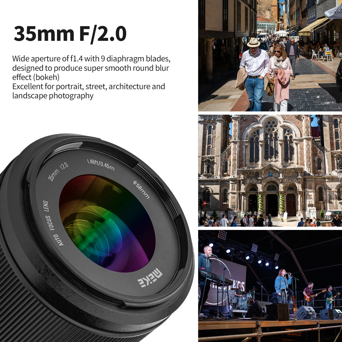 Meike Vollformat Objektiv 35mm F2.0 AF STM Autofokus für Panasonic L Mount Kameras