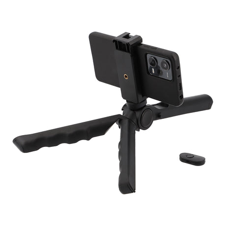 Klapbares 2-in-1 Tischstativ & Selfie-Stick mit Smartphone-Halter und Bluetooth-Auslöser