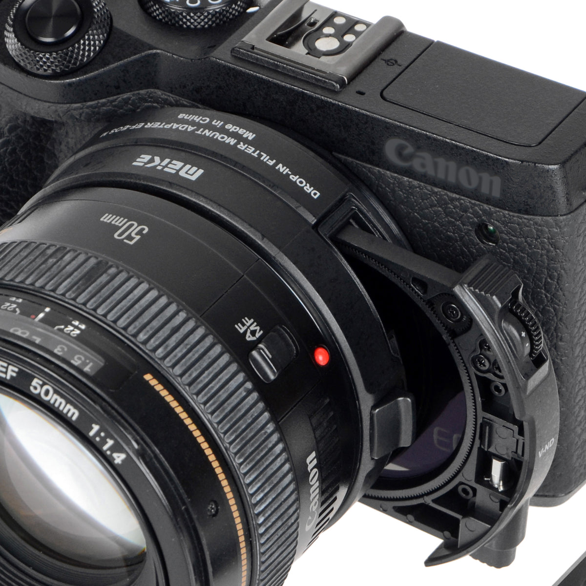 Meike MK-EFTM-C Mount-Adapter für Canon EF auf Canon EOS M Inkl. variablem ND-Filter und klarem UV-Filter