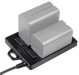 Batterie-Adapterplatte Dual-Slot NP-F970 F770 F570 DC Ausgang Ideal für V-Mount Akkus