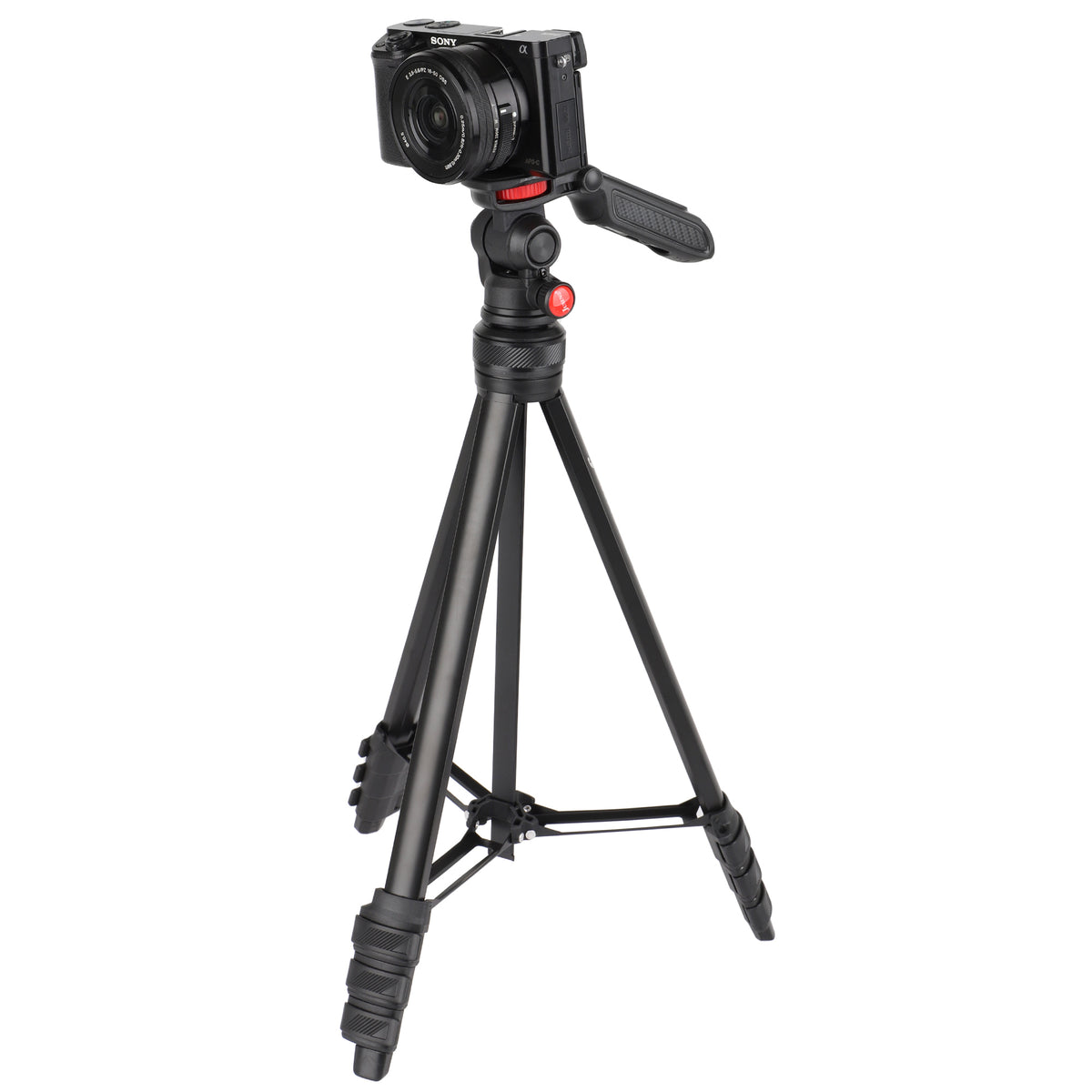 JUSINO leichtes Traveller Stativ 4 Segmente bis 139cm Aluminium 2,5kg belastbar