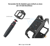 Schutzgehäuse Schutzrahmen Cage Passend für GoPro Hero 9 10 & 11 2 Hot-Shoe-Anschlüsse Schieberahmen Aluminium