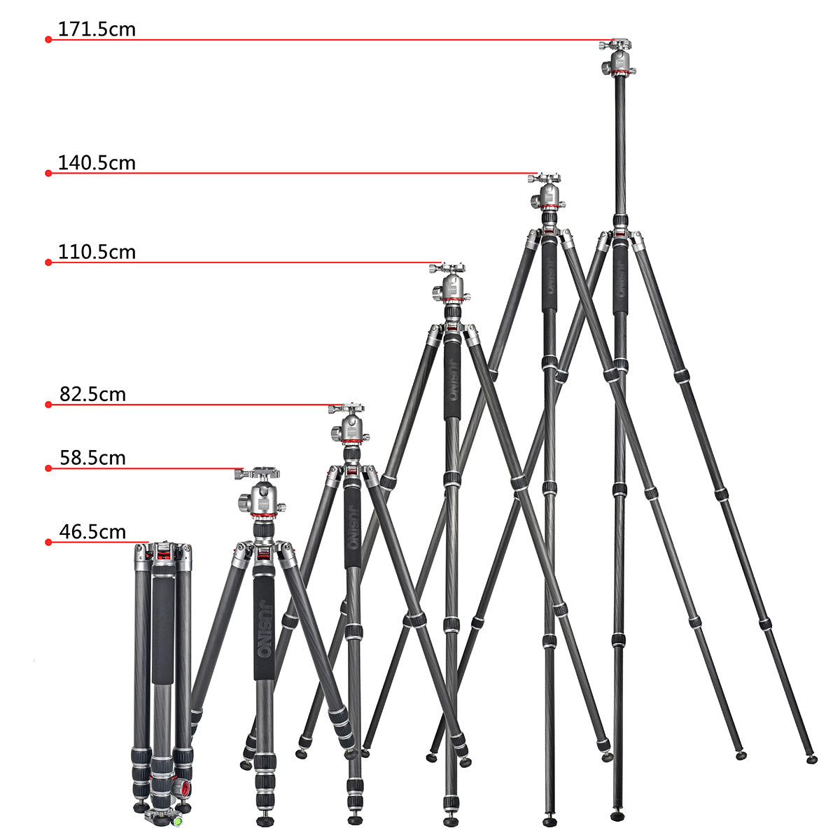 JUSINO Karbon Traveller Tripod mit Kugelkopf Monopod-Funktion bis 171,5cm 15kg TK-284C FGS-36